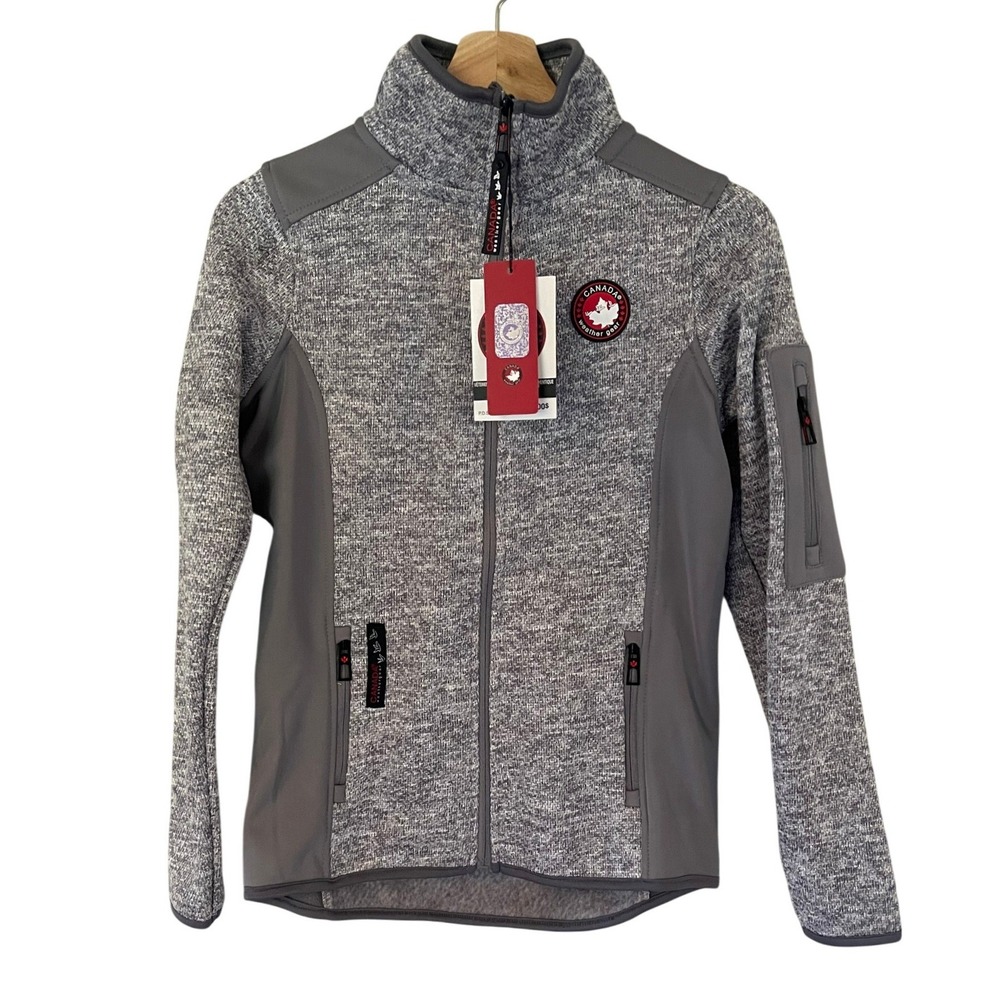 Canada Weather Gear Grey Marl Full Zip Sweater Fleece Softshell Jacket Small New